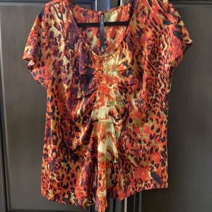 Mac & Jac abstract animal print cap sleeve blouse